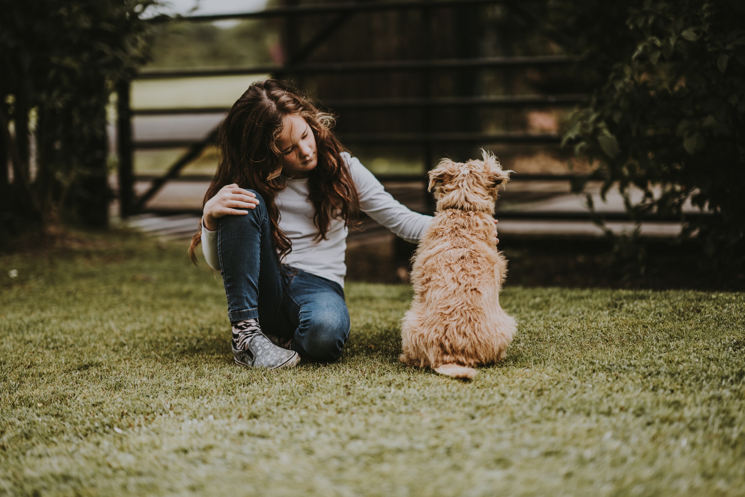 Young girl with dog